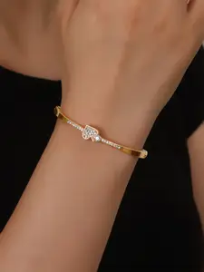 Shining Diva Fashion Gold-Plated Crystals Studded Bangle-Style Bracelet