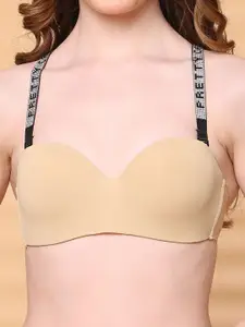 PrettyCat Women Medium Coverage Lightly Padded Underwired Balconette Bra With Shine Strap