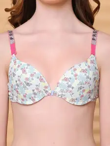 PrettyCat Typography Bra Half Coverage Underwired Lightly Padded