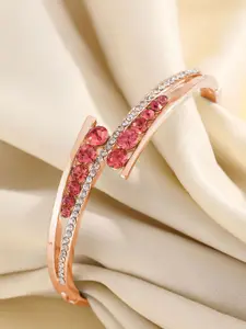 Shining Diva Fashion Rose Gold-Plated Crystals And Stones Studded Bangle-Style Bracelet