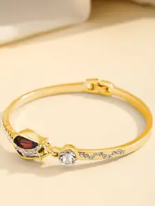 Shining Diva Fashion Gold-Plated Crystals And Stones Studded Bangle-Style Bracelet