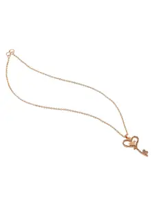 Mahi Rose Gold-Plated Heart and Key Shaped Pendants with Chains
