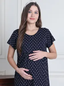 Secret Wish Women Pure Cotton Maternity Nightdress