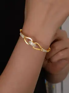 Shining Diva Fashion Gold-Plated Crystals Studded Bangle-Style Bracelet