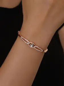 Shining Diva Fashion Rose Gold-Plated Crystals And Stones Studded Bangle-Style Bracelet