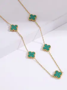 DIVASTRI Gold-Plated Artificial Stones Studded Stainless Steel Anti Tarnish Pendants