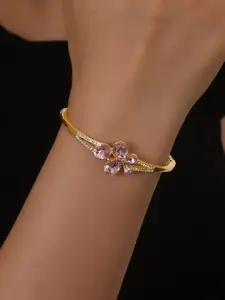 Shining Diva Fashion Gold-Plated Crystals And Stones Studded Bangle-Style Bracelet