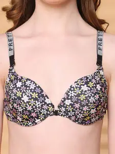 PrettyCat Printed Half Coverage Underwired Lightly Padded Push-Up Bra