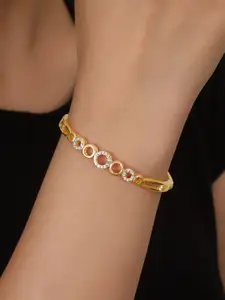 Shining Diva Fashion Gold-Plated Crystals Studded Bangle-Style Bracelet