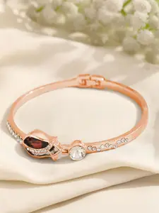 Shining Diva Fashion Rose Gold-Plated Crystals And Stones Studded Bangle-Style Bracelet