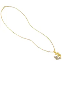 Mahi Gold-Plated Artificial Stones-Studded Heart Shaped Pendants with Chains