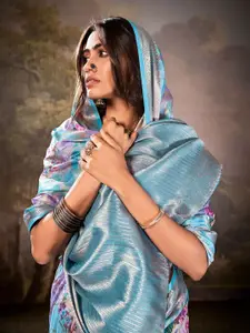 DEVATITHI Blue Cotton Silk Saree