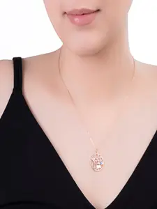 LIORA 925 Silver Jewellery LIORA 925 Silver Rose Gold-Plated Cubic Zirconia Pendants with Chains