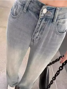 DressBerry Women Wide Leg High-Rise Light Fade Jeans