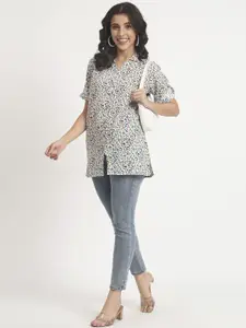 ANGOORI FASHION Women Straight Fit Spread Collar Floral Printed Cotton Casual Shirt