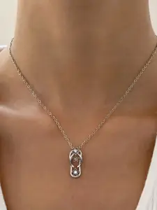 FASHION STROM Silver-Plated Contemporary Shaped Pendants With Chains