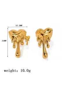 DIVASTRI Gold-Plated Heart Shaped Drop Earrings