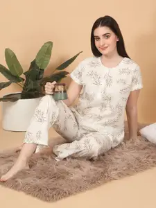 Sweet Dreams Women Pure Cotton Printed Night suit