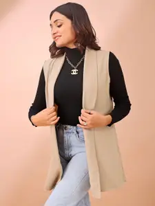 Fashfun Textured Shawl Collar Open Front Shrug