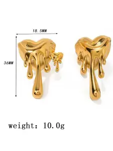 MEENAZ Stainless Steel Gold-Plated Contemporary Shaped Anti Tarnish Studs