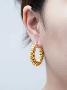 DIVASTRI Gold-Plated Circular Shaped Hoop Earrings