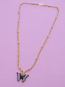 Ramdev Art Fashion Jwellery Gold-Plated Butterfly Shaped Pendant With Chain