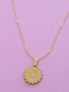 Ramdev Art Fashion Jwellery Gold-Plated Floral Pendant With Chain