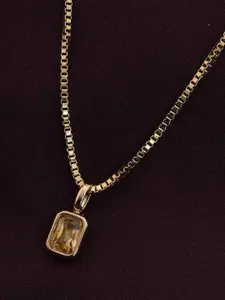 PALMONAS Graceful Yellow Stone Pendant For Womens Waterproof & Anti-Tarnish