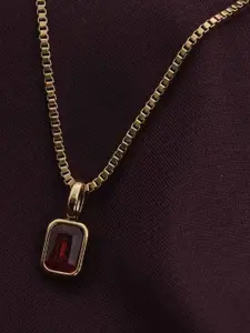 PALMONAS Graceful Deep Red Stone Pendant For Womens Waterproof & Anti-Tarnish