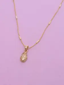 Ramdev Art Fashion Jwellery Gold-Plated Pineapple-Shaped Pendant With Chain