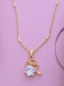 Ramdev Art Fashion Jwellery Gold-Plated Stone Studded Pendant With Chain