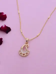 Ramdev Art Fashion Jwellery Gold-Plated Stone Studded Pendant With Chain