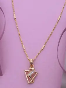 Ramdev Art Fashion Jwellery Gold-Plated Stone Studded Pendant With Chain