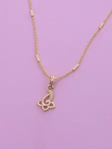 Ramdev Art Fashion Jwellery Gold-Plated Floral-Shaped Pendant With Chain