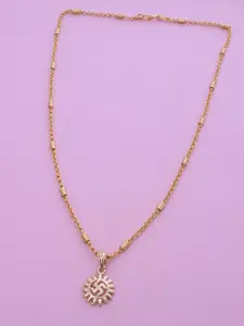 Ramdev Art Fashion Jwellery Gold-Plated Swastik Pendant With Chain