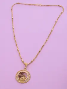 Ramdev Art Fashion Jwellery Gold-Plated Stone Studded Pendant With Chain