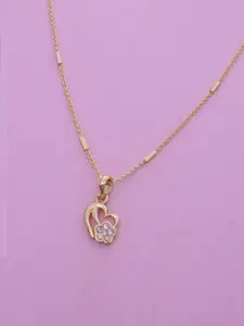 Ramdev Art Fashion Jwellery Gold-Plated Stones Studded Pendant With Chain