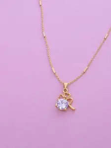 Ramdev Art Fashion Jwellery Gold-Plated Stone Studded Floral Pendant with Chain