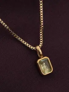 PALMONAS Graceful Light Yellow Stone Pendant For Womens Waterproof & Anti-Tarnish