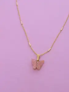 Ramdev Art Fashion Jwellery Gold-Plated Butterfly Pendant With Chain