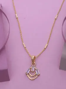 Ramdev Art Fashion Jwellery Gold-Plated Stone Studded Pendant With Chain