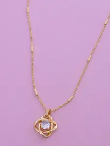Ramdev Art Fashion Jwellery Gold-Plated Stone Studded Pendant With Chain