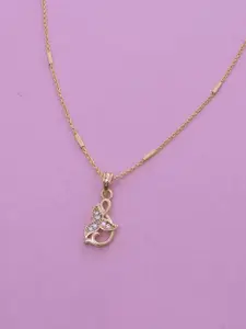 Ramdev Art Fashion Jwellery Gold-Plated Stone Studded Pendant With Chain