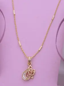 Ramdev Art Fashion Jwellery Gold-Plated Stone Studded Pendant with Chain