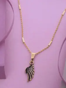 Ramdev Art Fashion Jwellery Gold-Plated Wings Shaped Pendant With Chain