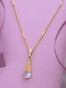 Ramdev Art Fashion Jwellery Gold-Plated Stone Studded Pendant With Chain