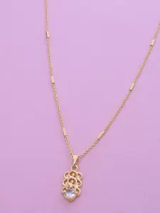 Ramdev Art Fashion Jwellery Gold-Plated Stone Studded Pendant With Chain