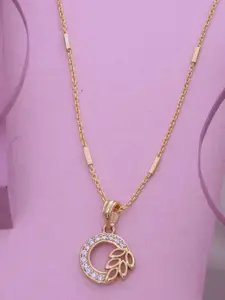 Ramdev Art Fashion Jwellery Gold-Plated Stone Studded Pendant With Chain