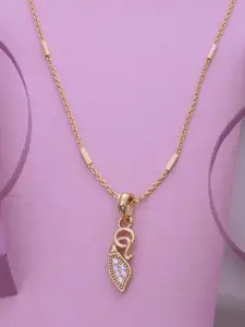 Ramdev Art Fashion Jwellery Gold-Plated Stone Studded Pendant With Chain