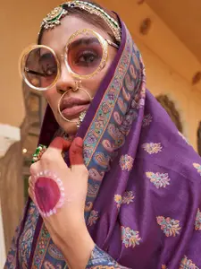 DEVATITHI Purple Patola Silk Saree